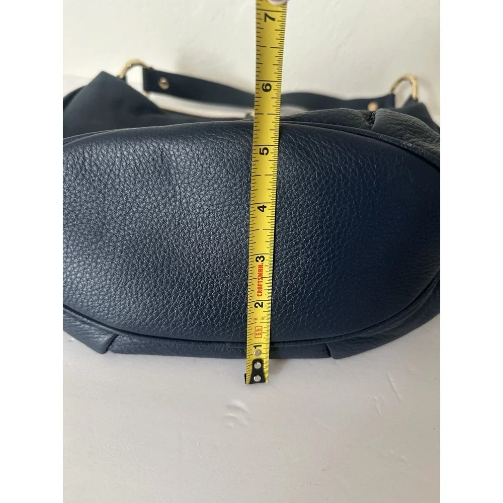 Michael Kors Fulton Large Hobo Shoulder Bag Navy Blue Pebbled Leather Gold MK